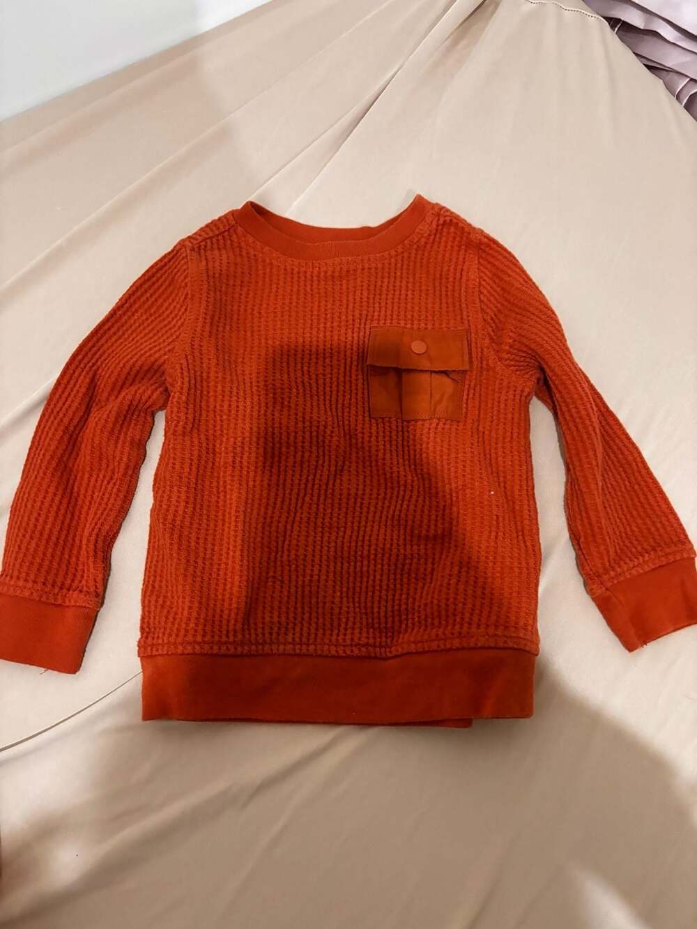 Old Navy Thermal Utility Pocket Sweatshirt Size 2T Rust Orange